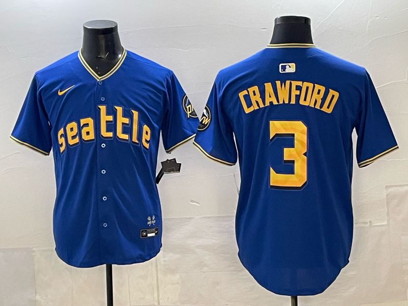 Men Seattle Mariners #3 Crawford blue Game Nike MLB 2025 Jersey 001